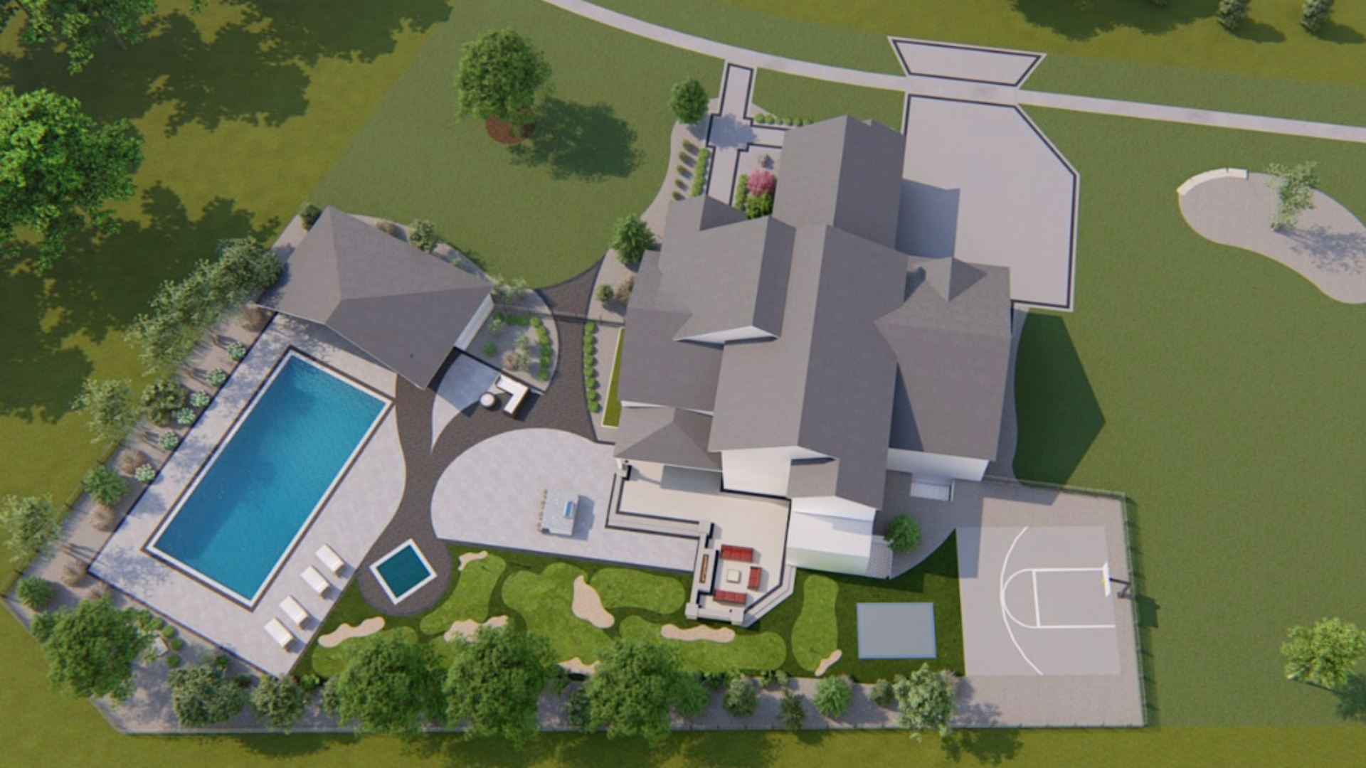 Aerial view of rendering design in Urbandale, IA.