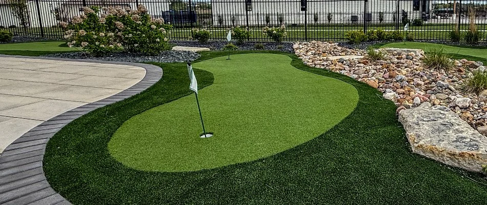 Artificial turf as putting green in Ankeny, IA.