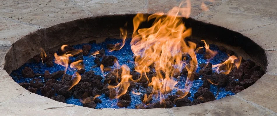 Gas-burning fire pit in Ankeny, IA.