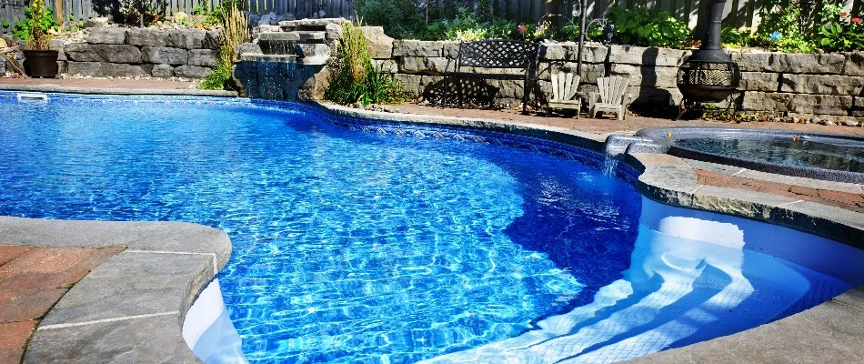 Pool and a waterfall in Ankeny, IA.
