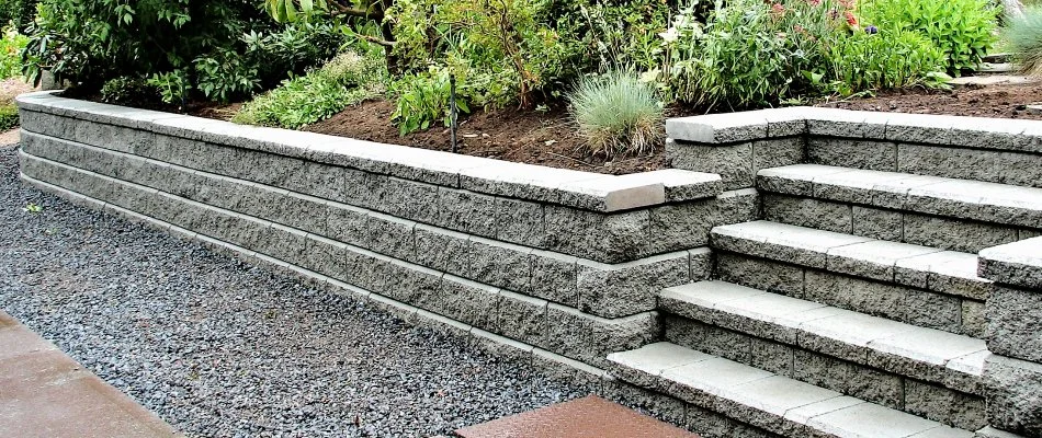 Retaining wall and outdoor steps in Ankeny, IA.