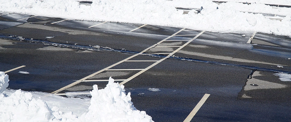 Cleared parking lot after snow removal services in Ankeny, IA.