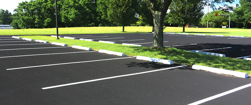 Striped parking lot in Ankeny, IA.
