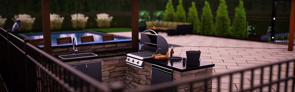 3D outdoor kitchen design for a home in Ankeny, IA.